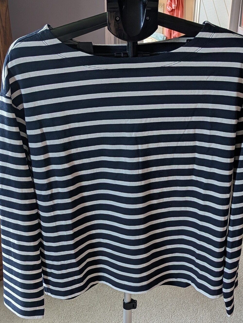 Old Navy Navy and White Striped Long-Sleeve Tee